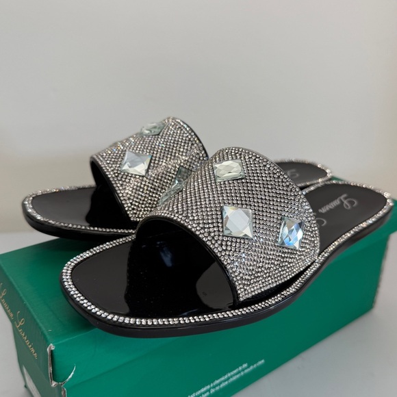 lauren larraine Bianca Black And Silver sandals womens 9 - Picture 1 of 6